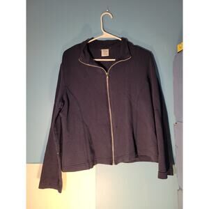 Butterfly Y2K Womens Navy Blue Full Zip Sweatshirt Size L